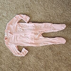 Angel Dear Bamboo Footie 2 Way Zipper Ruffle Butt Pink Newborn